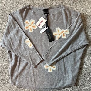 Gray Sweater with Floral Design